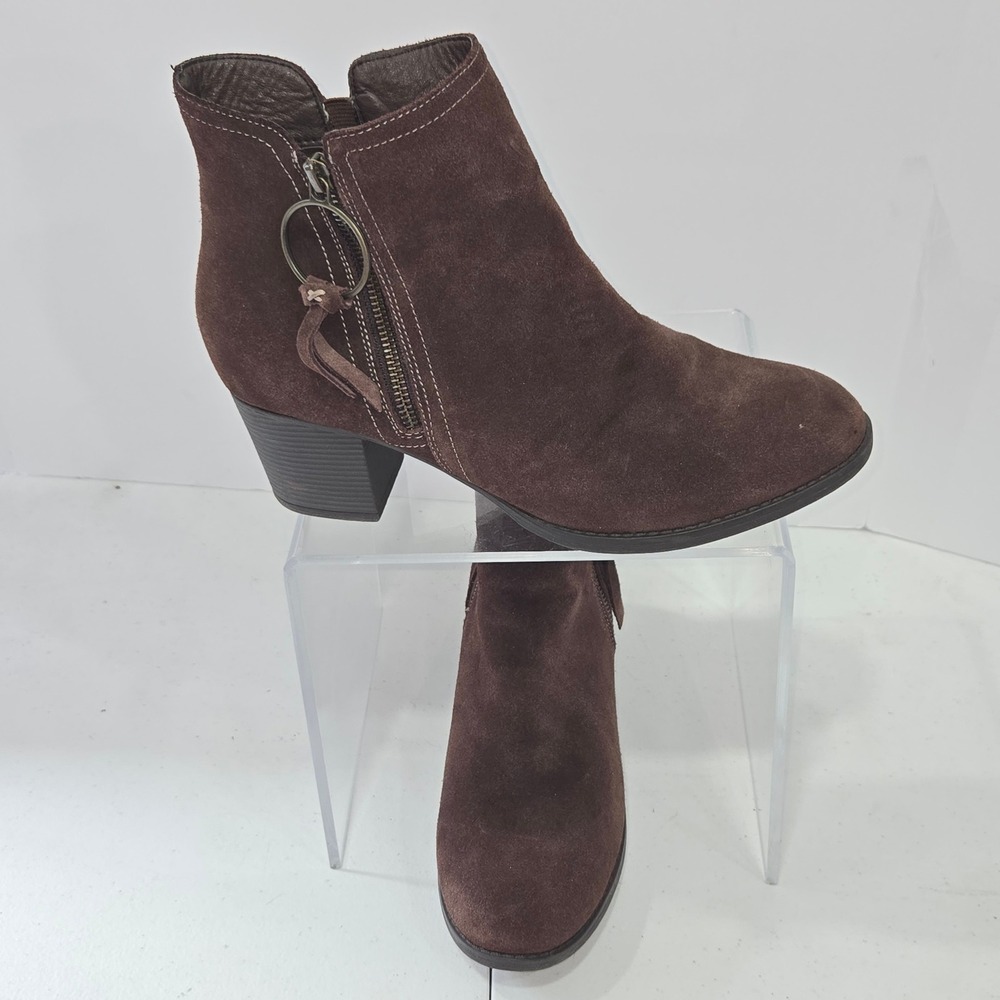Skechers Womens 44640 Brown Suede Ankle Boots Air-Cooled Memory Foam Size 11